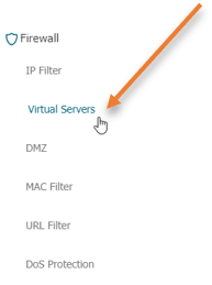 add the virtual server in the router