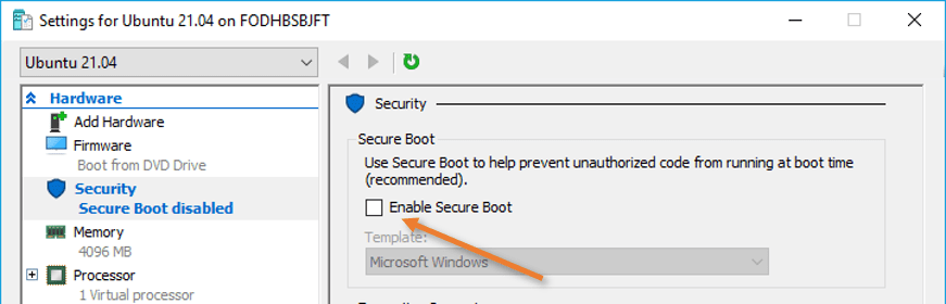 disable the secure boot.