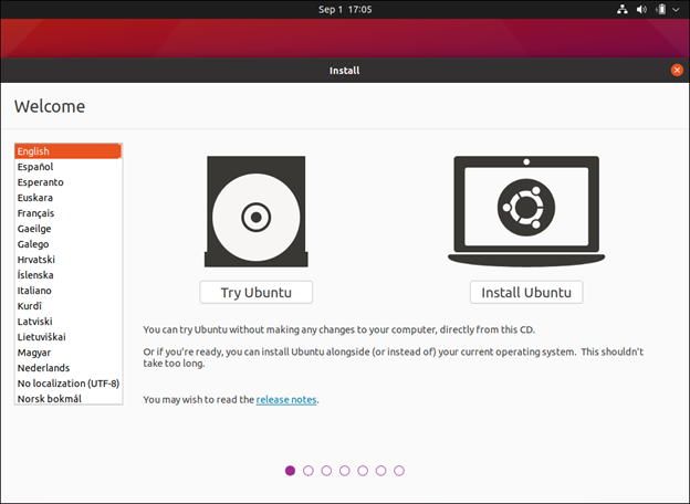 begin the ubuntu installation in hyper-v