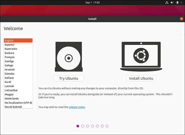 begin the ubuntu installation in hyper-v