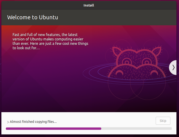 ubuntu installation in hyper-v is in progress