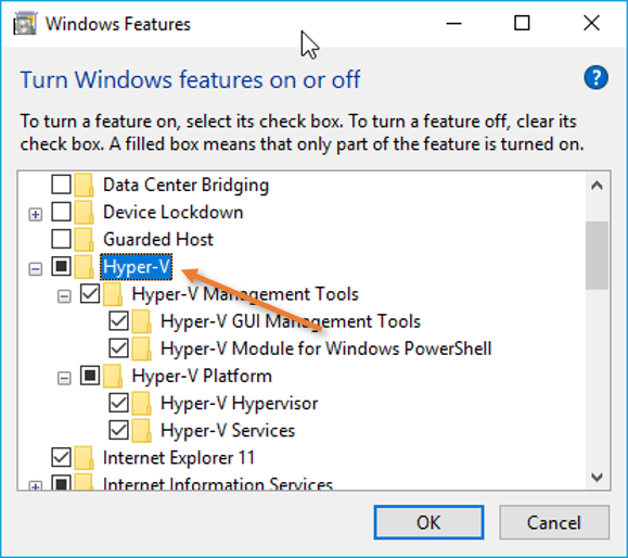 turn on hyper-v feature