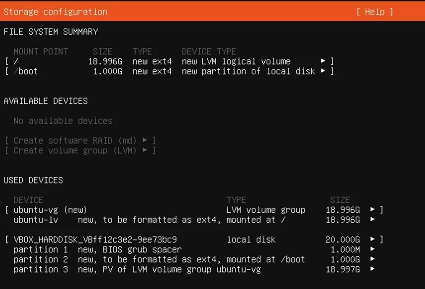 Установка Ubuntu Server. Storage configuration. Ubuntu install from ISO.