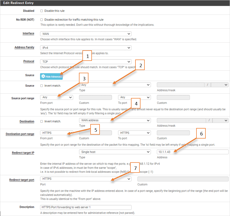 pfSense port forwarding HTTPS