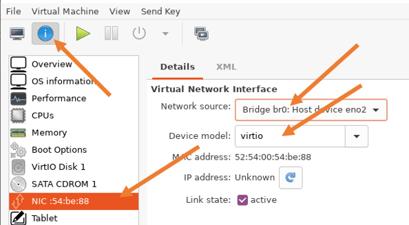 connect kvm vm to host